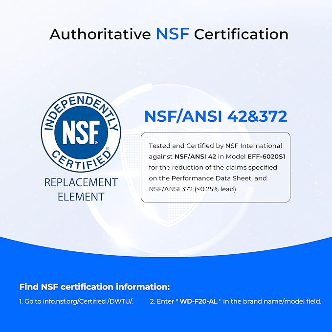 Waterdrop 𝐀𝐥𝐤𝐚𝐥𝐢𝐧𝐞 ADQ73613401 Water Filter, 𝐄𝐧𝐡𝐚𝐧𝐜𝐞𝐬 𝐩𝐇, Replacement for LG® LT800P®, ADQ73613402, ADQ75795104, LSXS26326S, LMXC23746S, LSXS26366S, LSXS26386D, 2 Filters