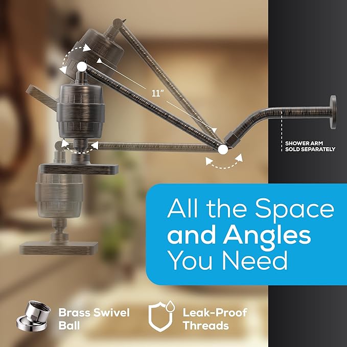 SparkPod 6" High Pressure Rain Shower Head with 23 Stage Filter Capsule & 11 Inch Adjustable Shower Arm Extension - Shower Filter Reduces Chlorine for Smoother Hair & Skin (Square, Oil-Rubbed Bronze)