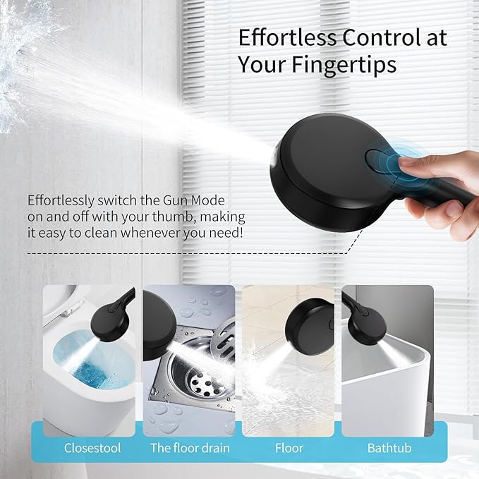 Filtered Shower Head with Handheld, 9 Spray Mode High Pressure Shower Head with 4 Filters, Hard Water Filter Showerhead - Remove Chlorine, Matte Black