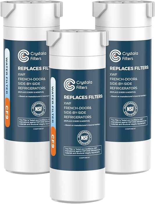 Crystala Filters XWF Replacement for GE XWF Refrigerator Water Filter Pack of 3 (Not XWFE)