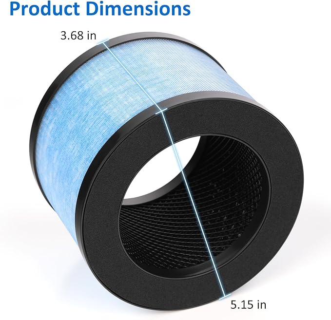 MK06 MK01 True HEPA Replacement Filter Compatible with AROEVE MK01 MK06 and Kloudi DH-JH01 Air Purifier, Standard Version, 2 Pack