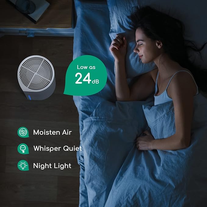 Afloia 2 in 1 Air Purifier, 3 Stage Filters for Home Allergies Pets Hair Smoker Odors, Auto Shut Off, Quiet Air Cleaner with Seven Color Light,MIROPRO