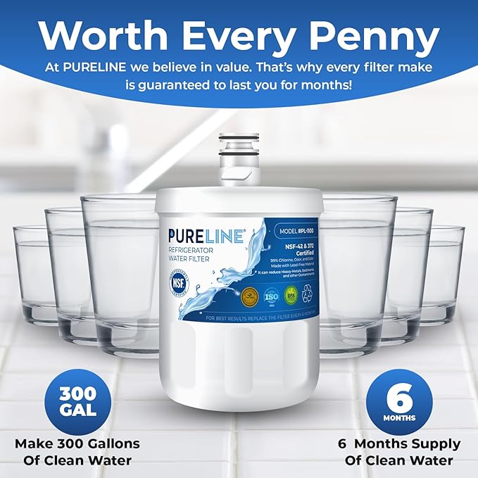 Pureline 5231JA2002A Replacement for Kenmore 9890, LG LT500P, LG GEN11042FR-08, LG 5231JA2002A, LG LFX25974ST, Refrigerator Water Filter - Reduces Bad Taste & Odor