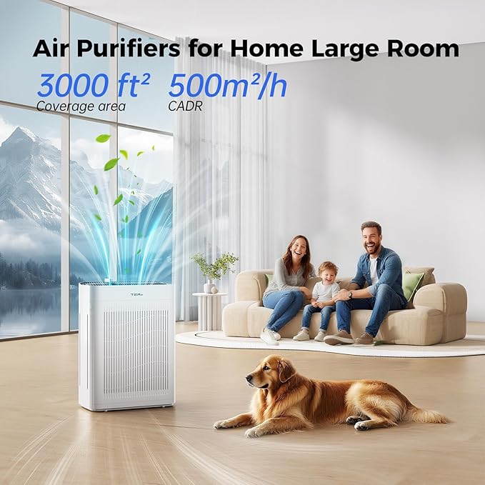 Air Purifier for Home Large Room Bedroom Up to 3000 Sq Ft with Washable Filters