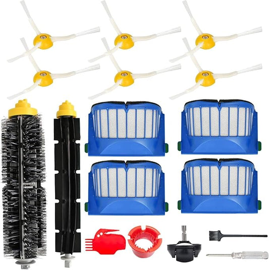 Replacement Parts Accessories Kit for iRobot Roomba 675 694 692 614 670 677 671 691 676 639 679 615 600 Series Robot Vacuum Attachment, 1 Front Caster Wheel,1 Bristle Brush, 6 Side Brush, 4 Filter