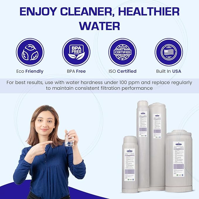 Crystal Quest Arsenic Water Filter Cartridge – Reduces Arsenic – Long Lasting, Easy to Install, High-Capacity, Steady 3 GPM Flow – Improves Water Quality for Home and Office - 4-5/8" x 20"