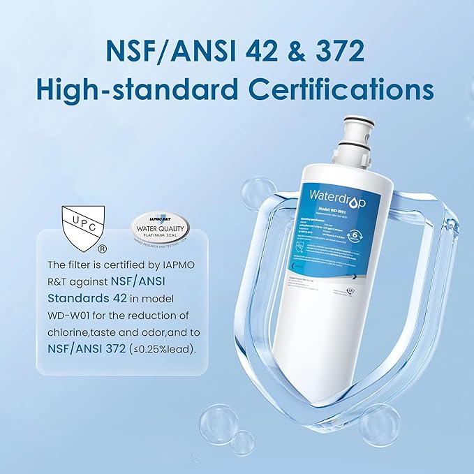Waterdrop 3US-AF01 Undersink Water Filter, Replacement for Filtrete® 3US-AF01, 3US-AS01, Aqua-Pure AP Easy C-CS-FF, WHCF-SRC, WHCF-SUFC, WHCF-SUF, NSF/ANSI 42 Certified, Pack of 1