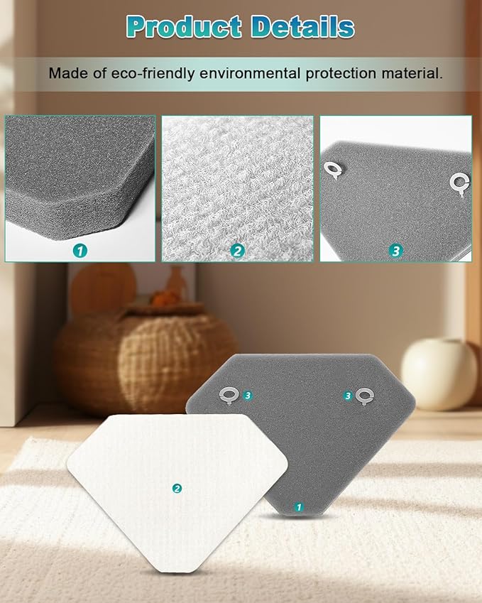 6 Pack BU3523 BU3120 Pre-Motor Foam Felt Filter Kits compatible with Shark BU3120 Clean Lightweight Cordless Cleaner, Shark BU3523 Clean Empty Cordless Stick Vacuum, Auto Empty System, XFBU3000