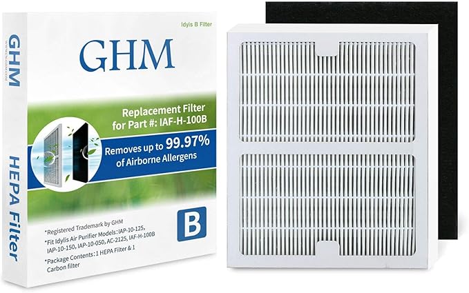 Part # IAF-H-100B Air Purifier Filters for Idylis Air Purifier AC-2126, AC-2125, IAP-10-125 and IAP-10-150 Models
