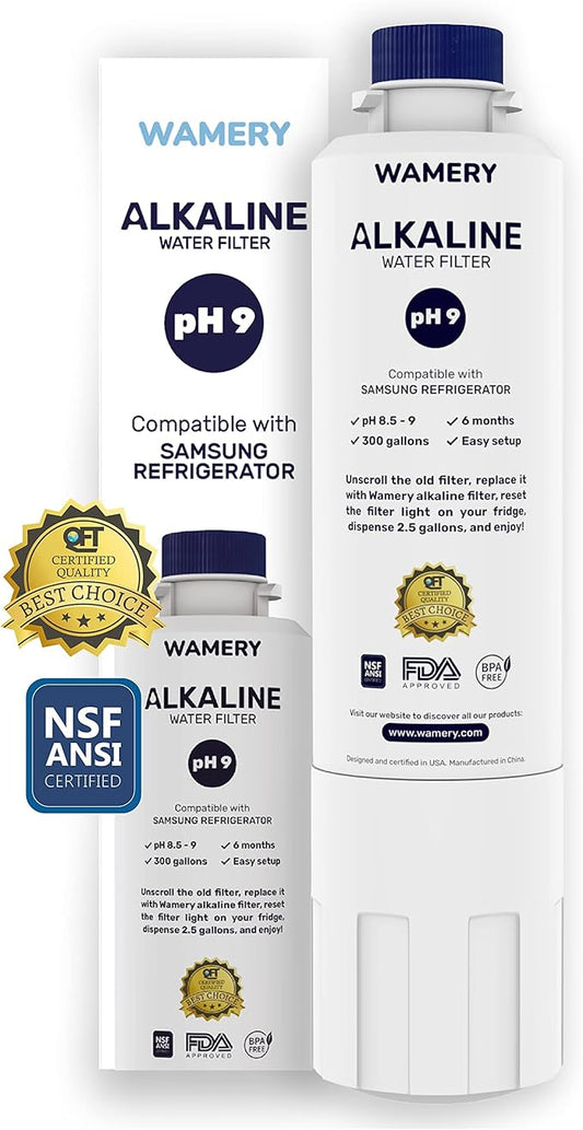 Wamery Alkaline Refrigerator Water Filter Replacement - Model DA29-00020B (HAF-CIN/EXP), 6-Month/300-Gallon, Twist-In Tool-Free Install, IAPMO to NSF/ANSI 42, 1 Pack