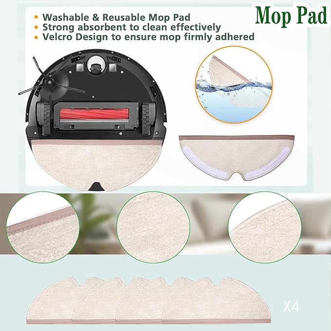 21 Pcs Q7 Max Replacement Parts，for Roborock Q7 / Q7+ / Q7 Max / Q7 Max+ Vacuum Cleaner Accessories Kit, 1 Main Brush, 4 Filter, 4 Mop Pad, 6 Side Brush，6 Vacuum Bag