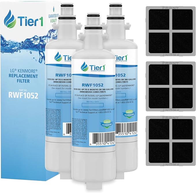 Tier1 ADQ36006101 Refrigerator Water & Air Filter Combo 3-pk | Replacement for LG LT700P, ADQ36006102, Kenmore 46-9690, 469690, ADQ36006101-S, RFC1200A, WSL-3, FML-3, LT120F, Fridge Filter