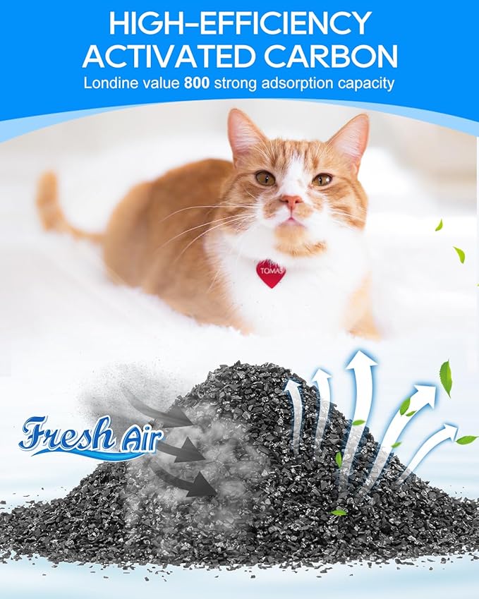 12PCS Activated Charcoal Odor Absorber Compatible with OKSOTY Stainless Steel Litter Box Deodorizer, Compatible with PuraMAX Self Cleaning Litter Boxes, Cat Litter Smell Eliminator Filter
