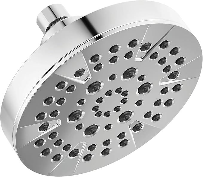 Delta 6-Setting Chrome Shower Head with High Pressure Spray, 6 Inch Round Shower Head, Showerheads, 1.75 GPM Flow Rate, Chrome 52535