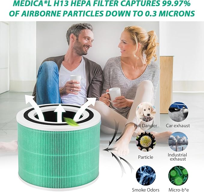 Core 300 Toxin Absorber Replacement Filter for LEVOIT Core 300 / 300S / 300-P / 300S-P VortexAir Air Purifier, H13 True HEPA Filter, Core 300-RF-TX