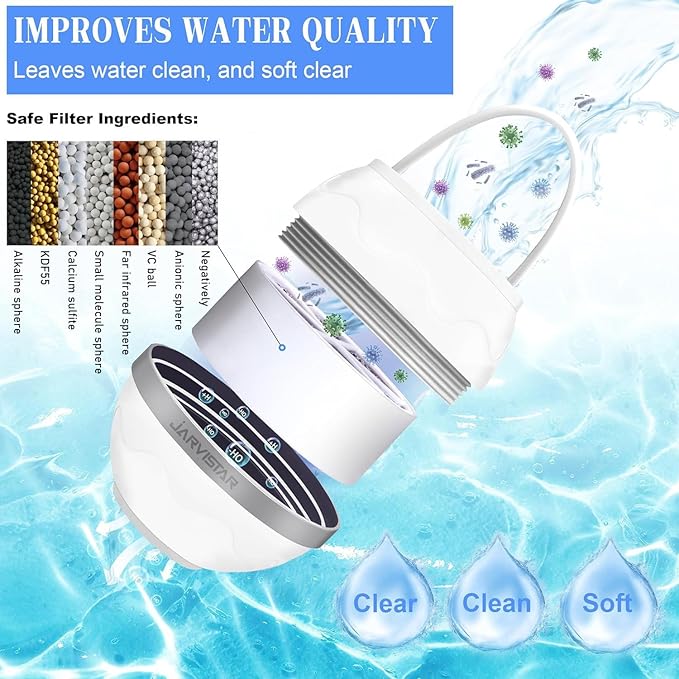 Bath Filter for Tub Faucet - 2500 Gallons of Filtration Reduces Contaminats - Reusable Hanging Bathtub Water Filter - No Installation Needed for Home Use, BPA-Free, White