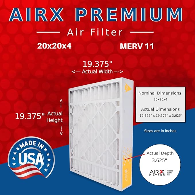 AIRX FILTERS WICKED CLEAN AIR. 20x20x4 Air Filter MERV 11 Compatible with TopTech TT-FM-2020 Furnace Filter 2 Pack