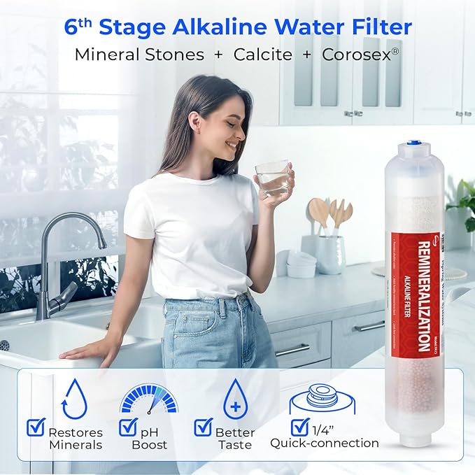 iSpring F7KU75 NSF Certified Replacement Under-Sink Water Filter Cartridges Set for 7-Stage 75 GPD Membrane Reverse Osmosis RO Water Filtration Systems with Alkaline Mineral Filter and UV Bulb