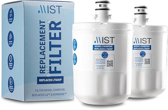 Mist 5231JA2002A Refrigerator Water Filter Replacement for LG LT500P, ADQ72910911, Kenmore 9890, Fridge LFX25974ST – NSF 42 Certified – 2 Pack