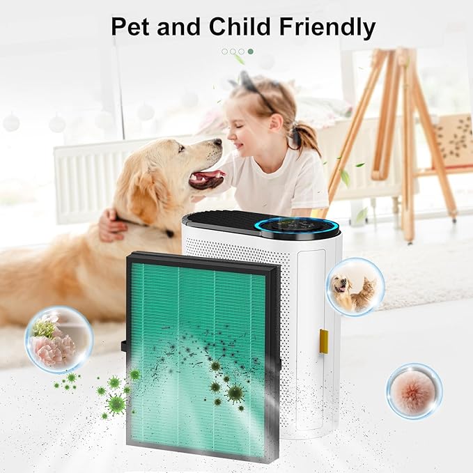 2 Pack MK04 Air Filter Replacement Compatible with AROEVE MK04 MG04JH Air Puri-Fier, 4-in-1 High-Efficiency Pollen Pet Dander Hair Filter Suitable- Pet Dander Version