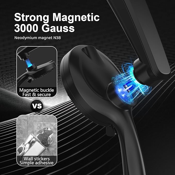 Rain Shower Head with Handheld High Pressure rainfall Shower Heads with Handheld Spray Combo Adjustable one-piece stand daul shower head Built-in Magnetic Docking and Power Jets