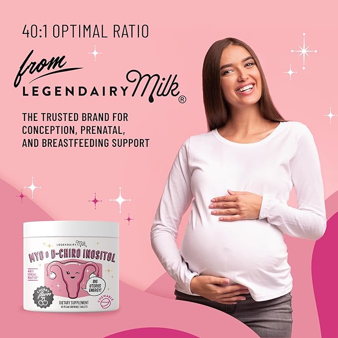 Legendairy Milk Pure Inositol Chewable Tablets - Myo-Inositol & D-Chiro Supplement for Hormonal Balance & Fertility Support - Ideal 40:1 Ratio - 30 Day Supply