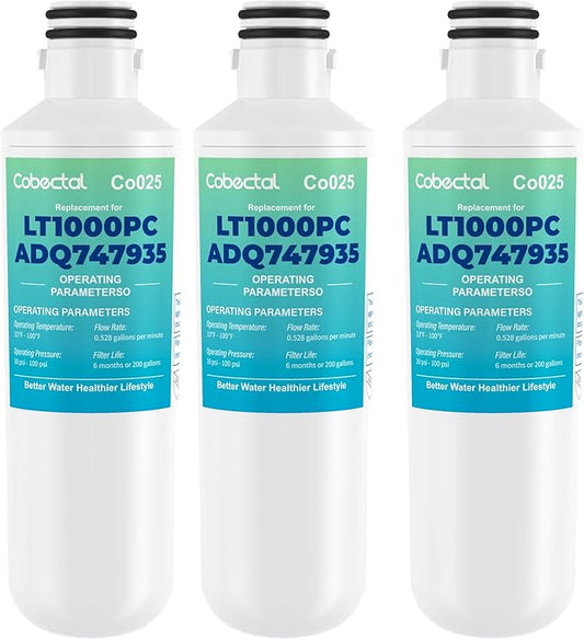 ADQ747935 Water Filter Replacement for LG LT1000P/PC/PCS ADQ74793501 ADQ74793502 MDJ64844601 LMXS28626S LRFLC2706S LFXS26973S LT-1000PC LFXC22526S LHFS28XBS LHFS28XBS Water Filter | 3pack | Cobectal