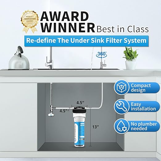 WINGSOL Under Sink Alkaline Water Filter with Faucet, Improves and Taste, 5-in-1 Function Reduces Heavy Meatal, Chlorine, PFAS, PFOA/PFOS, Odor, Sediment, NSF/ANSI 53&42 Certified Water Filter