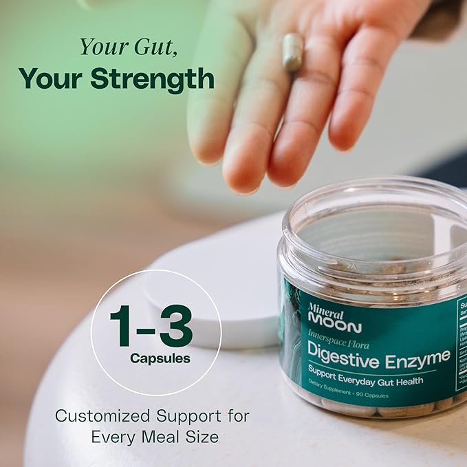 Innerspace Flora Digestive Enzymes for Men and Women with 12 Enzymes for Digestion and Senna Leaf Extract – Supports Gut Health, Digestion Supplement, Nutrient Absorption - 90 Capsules