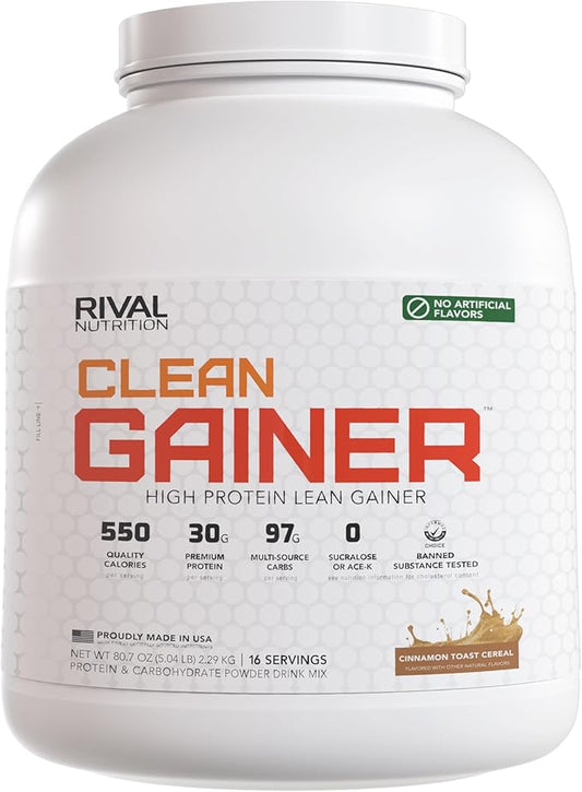 RIVAL NUTRITION Naturally Flavored Clean Gainer (5 lb, Cinnamon Toast Cereal)