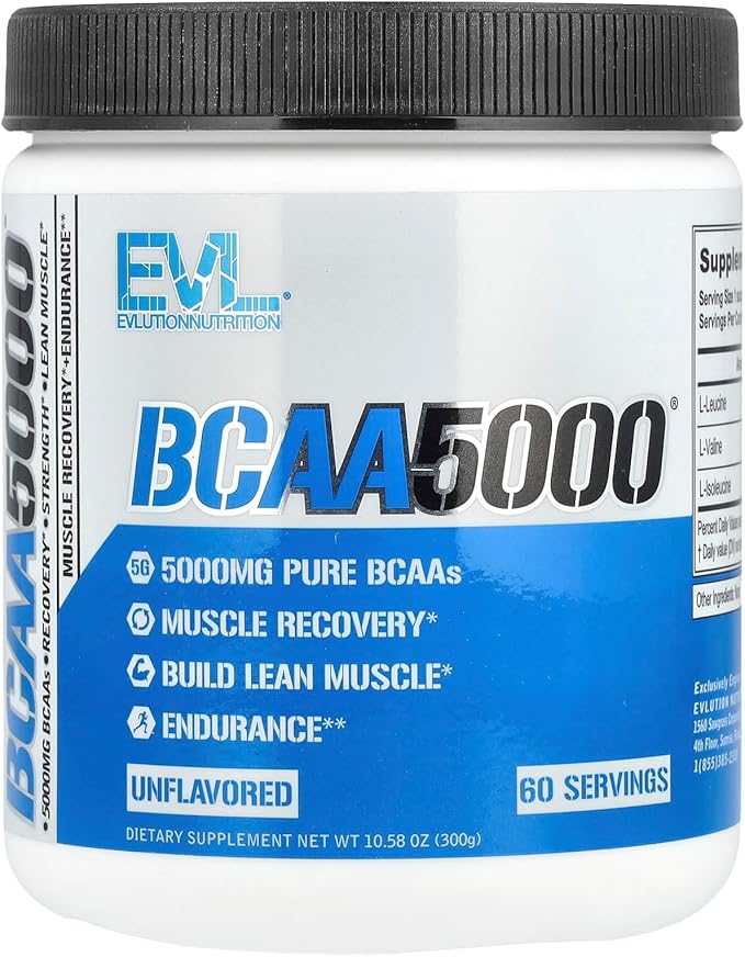 Evlution EVL BCAAs Amino Acids Powder - BCAA Powder Post Workout Recovery Drink and Stim Free Pre Workout Energy - 5g Branched Chain Amino Acids Supplement for Men - Blue Raz