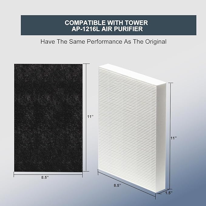 1216L H13 True HEPA Replacement Filter, Compatible with AP-1216L, 2 Stages with H13 True HEPA and Activated Carbon Filter Set (2 Pack)