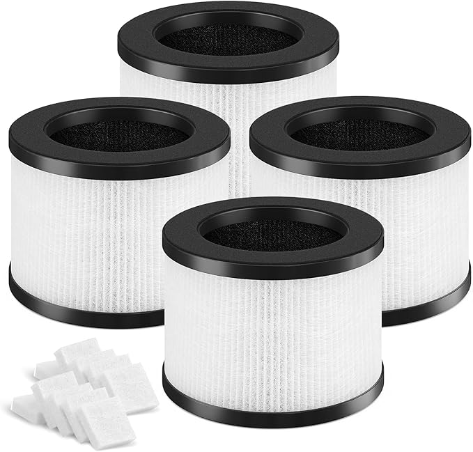 SAKEGDY TZ-K1 Replacement Filter Compatible with ToLife TZ-K1 Air Clean Purifier, AROEVE MK01 MK06 / Kloudi DH-JH01/FreAire KN-6391RGB，3-in-1 H13 HEPA Filter with Extra 20 Aroma Pads. 4 Pack (White)