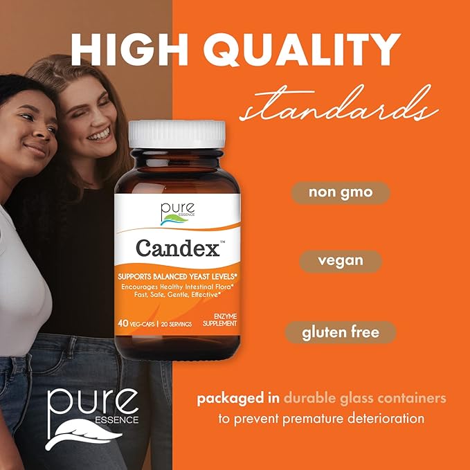 Pure Essence Candex Supplement - Yeast Overgrowth Supplement with Digestive Enzymes, Yeast Infection Probiotic Aid for Men and Women - 40 Capsules