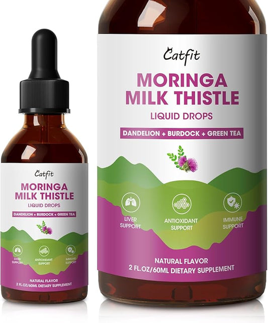Milk Thistle Liver Detox Drops – Liver Cleanse Detox & Repair with Moringa, Dandelion, Burdock & Green Tea – Liquid Herbal Supplement for Liver Support & Liver Health, Vegan, 2 Fl Oz