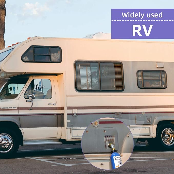 lifeegrn RV Water Filter with Hose Protector, Inline Water Filter, Reduces Bad Taste, Odors, Chlorine and Sediment in Drinking Water, Blue(2 Packs)