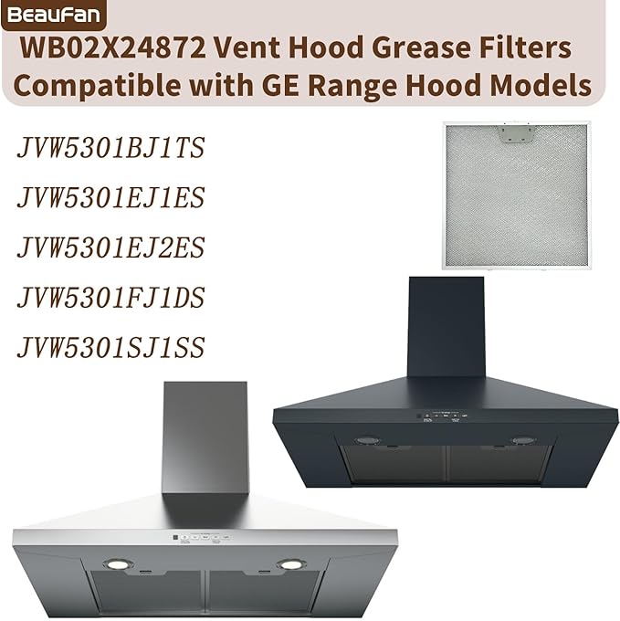 2 PCS WB02X24872 Range Hood Grease Filter Compatible with GE JVW5301EJ1ES, JVW5301SJ1SS, JVW5301BJ1TS, JVW5301FJ1DS, JVW5301EJ2ES Range Hoods
