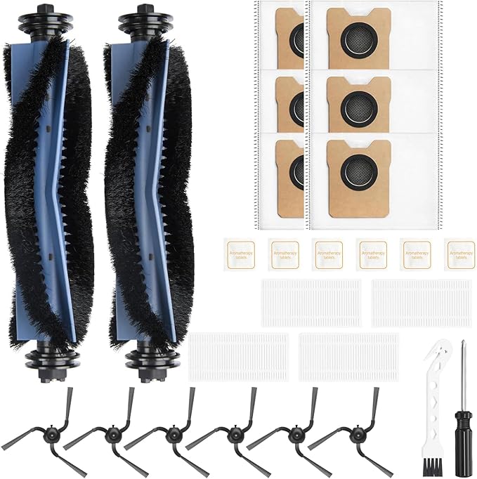 26 Pack Replacement Accessories Compatible with eufy Robot Vacuum C10，2 Mainbrush 4 Filter 6 Dust Bag 6 Sidebrush 1Cleaning Brush 1Screwdriver,6Scented Stick