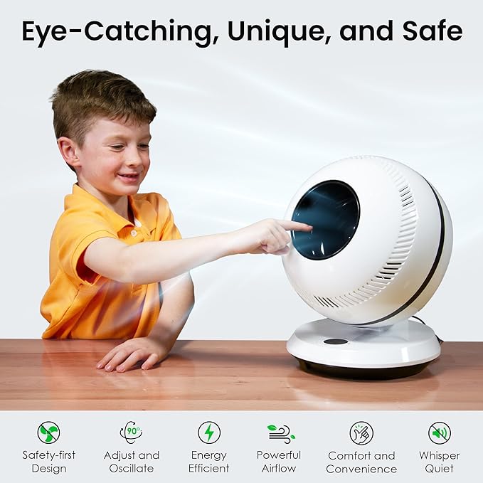 Greentech QT7 Bladeless Fan - Whisper Quiet Air Circulator - Safe Around Pets and Children