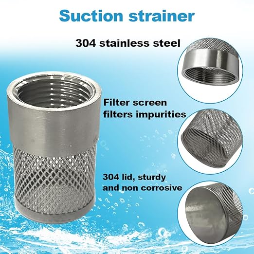 3/4" 304 stainless steel filter head with internal thread diameter of 25mm connected to 3/4" inch water pipe filter Used to Remove Debris and Reduce Solid Entry（1pcs）