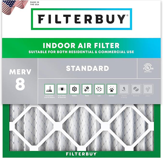 Filterbuy 21.25x21.25x2 Air Filter MERV 8 (MPR 700) Dust Defense Replacement (1-Pack), Electrostatic Pleated HVAC AC Furnace Filters, Made in USA (Actual Size: 21.25 x 21.25 x 1.75)