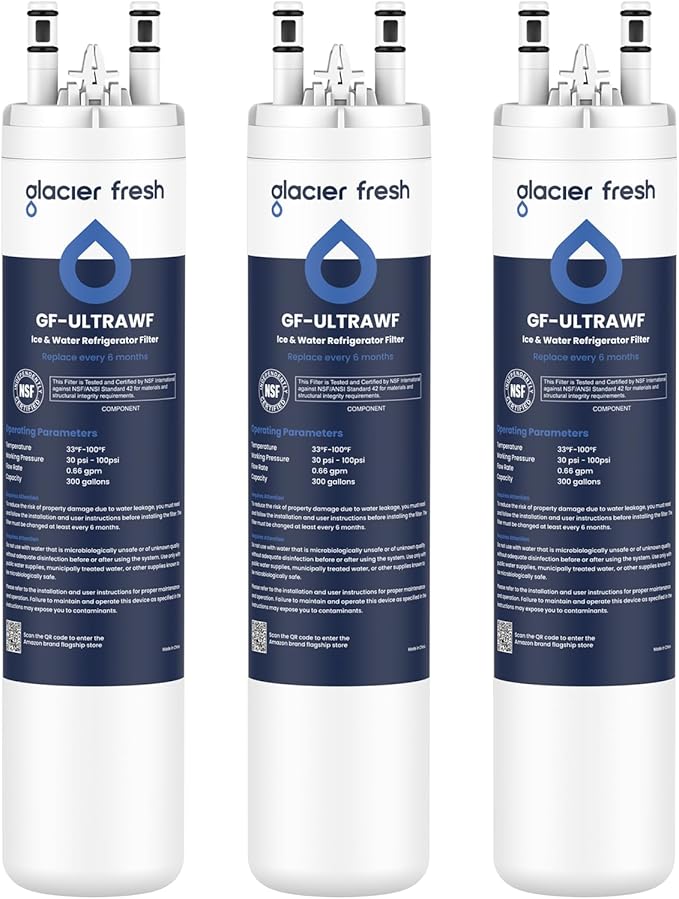 GLACIER FRESH Replacement for Frigidaire ULTRAWF,Pure Source Ultra, Kenmore 9999, 469999, 46-9999, A0094E28261 Refrigerator Water Filter,Pack of 3