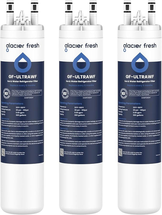 GLACIER FRESH Replacement for Frigidaire ULTRAWF,Pure Source Ultra, Kenmore 9999, 469999, 46-9999, A0094E28261 Refrigerator Water Filter,Pack of 3