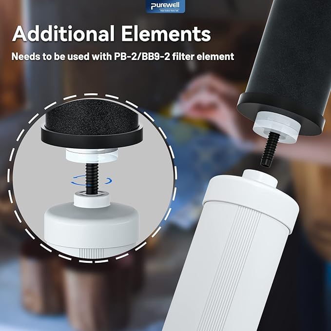 5-stage Filtration compatible PF-2 Purification Elements,Replacement for Berkey® PF-2® Fluoride Filters Waterdrop® Berkey® Big+ Gravity Water Filter System Series (2 Pack)