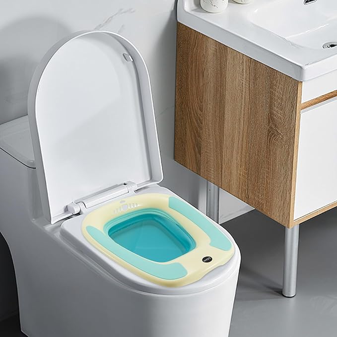 Sitz Bath, Sitz Bath for Toilet Seat, Sitz Bath for Hemorrhoids, Sitz Bath for Postpartum Care, Toilet Basin for Women Men Adults, Sits Bath Soak Salts Tub, Hip Bath Bowl, Portable, Green