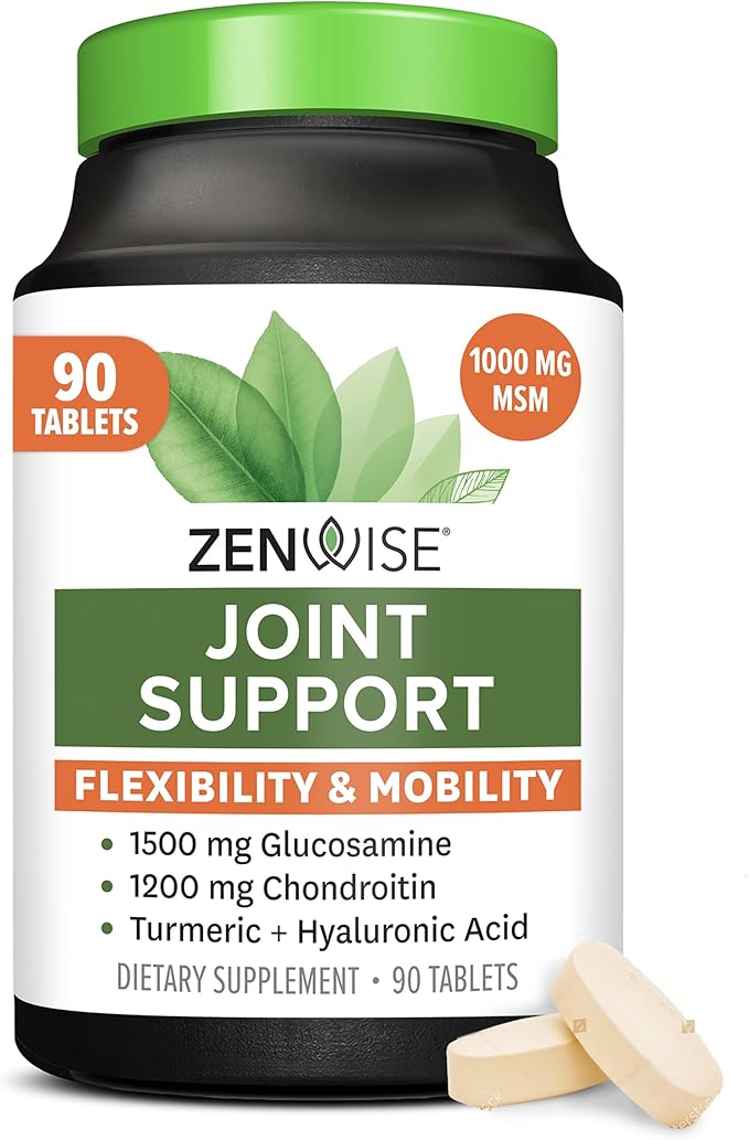 Zenwise Health Joint Support Supplement with Glucosamine Chondroitin MSM, Curcumin & Sulfate - Joint Health for Women & Men - Mobility & Flexibility Support for Knee, Cartilage & Bone - 90 Count