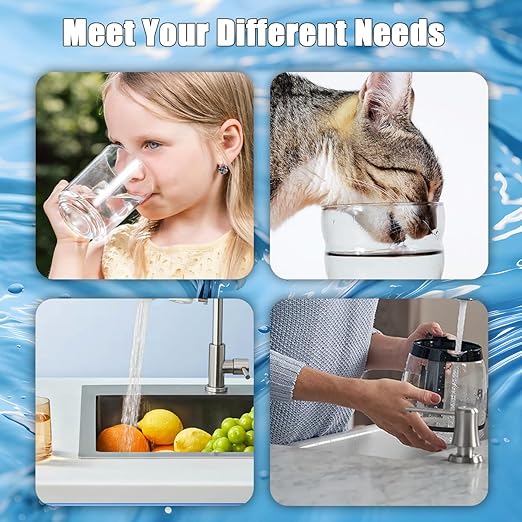Faucet Filter, NSF Certified, 400 Gallon High Efficiency Water Purification System, Fast 99% Chlorine & Odor Removal, Modern Simple Silver with 1 Water Filter（T1-Silver）
