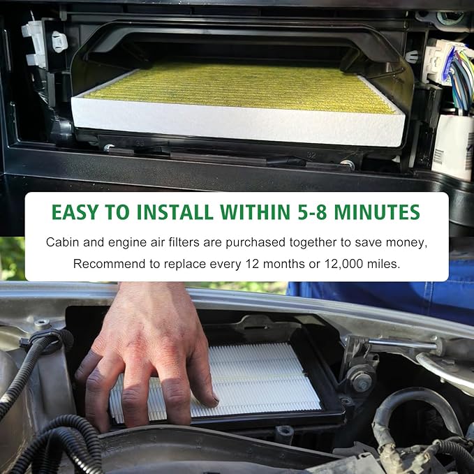 2PCS Cabin Engine Air Filter Kits Fits for CR V CRV CR-V Hybrid 2.0L 2023-2025, Accord Hybrid 2.0L 2023-2025,Civic Hybrid 2.0L 2025, Replacement for CF11182, 80292-TF0-G01, 172206MAJ01