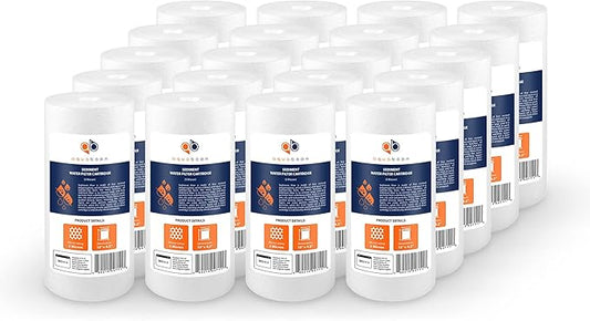 Aquaboon 5 Micron 10 x 4.5 Well Water Sediment Filter Replacement Whole House Water Filter Cartridge Compatible with DGD-5005, WFHD13001B, 20-Pack