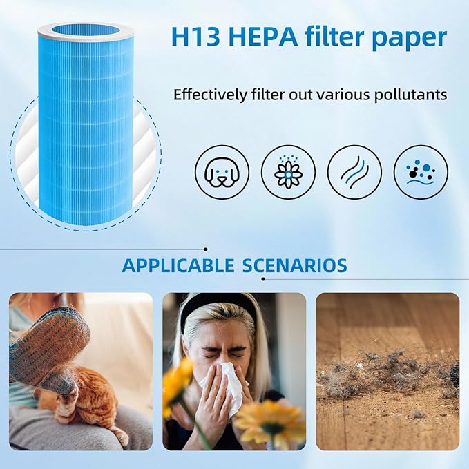 SCA5100C Replacement Filter Compatible With Jade 2.0 SCA5100C Air Purifier,H13 HEPA and Activated Carbon Filter 3-Layer Filteration